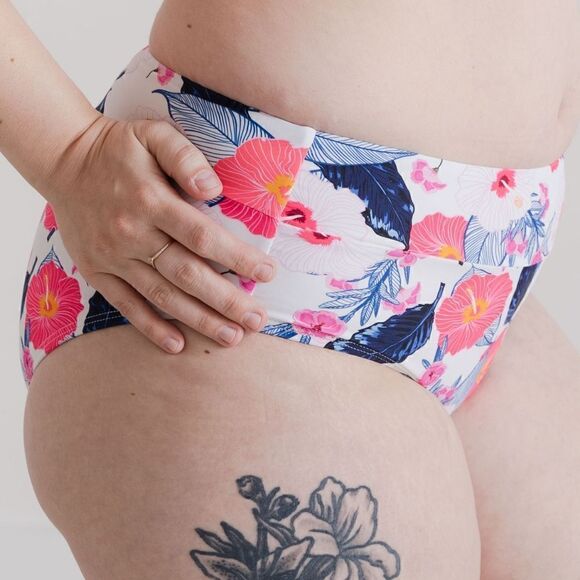 Wild Flower Tankini Midrise Bikini Swimsuit Set Pink Blue Floral - Picture 12 of 16